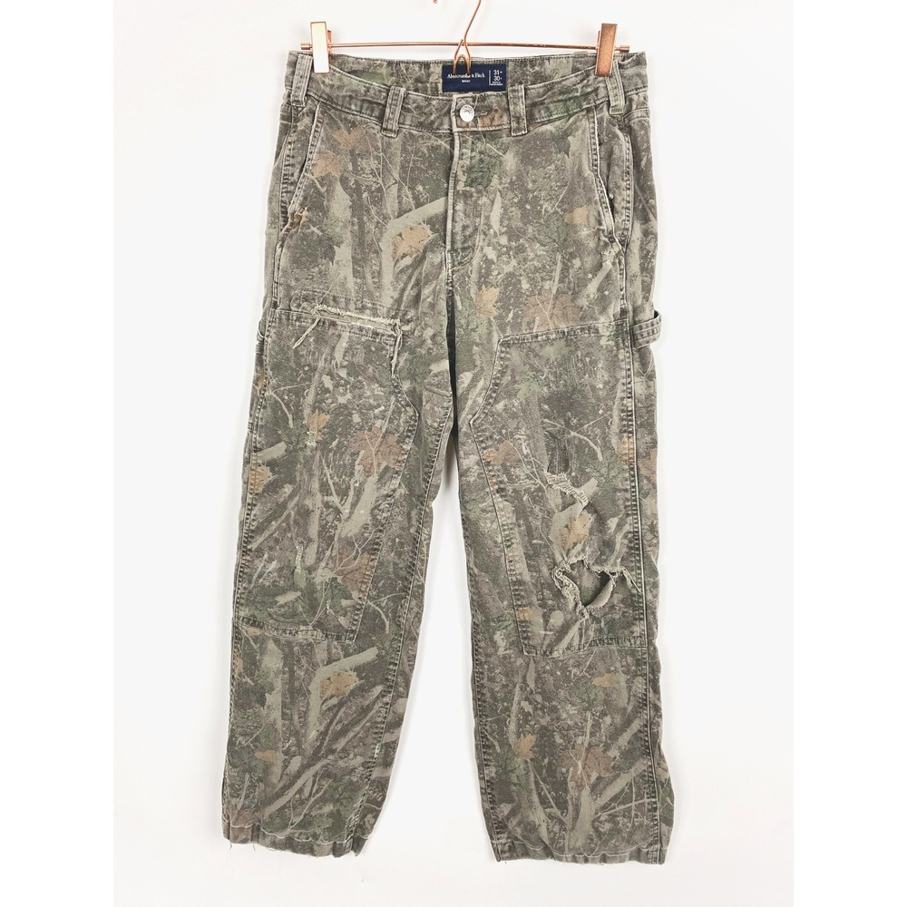 Men's A&F Baggy Camo Double Knee Carpenter Pants 31x30 Utility